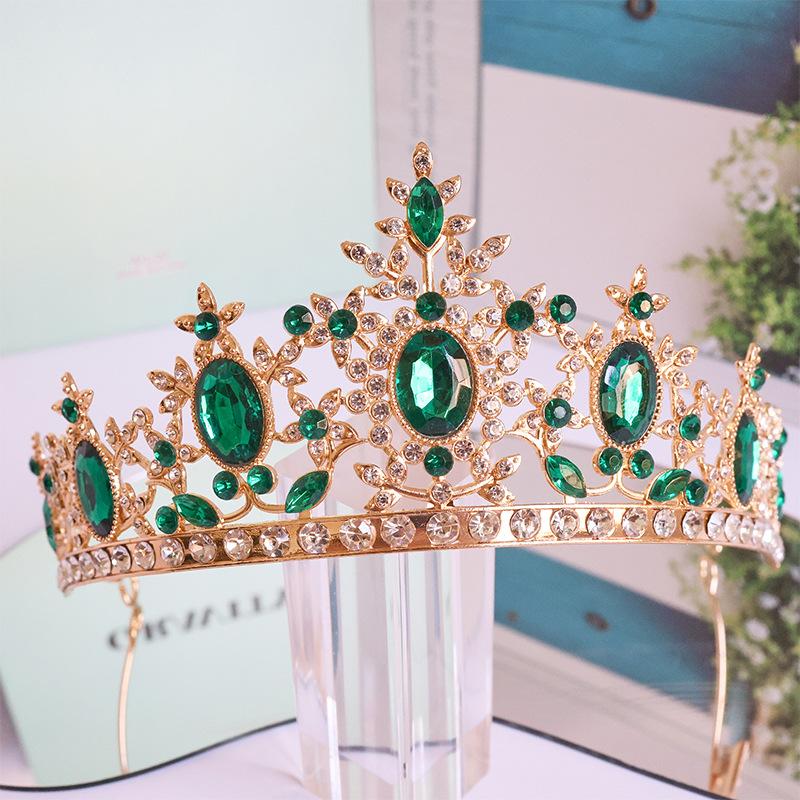 Bride's Crown Simple European and American Handcrafted Diamond Encrusted Headwear Wedding Styling Hair Accessory Grand Crown Accessory