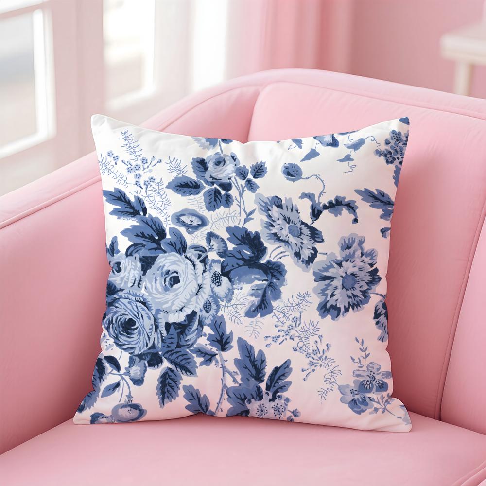 Oriental Classical Art Blue And White Porcelain Cushion Cover Pillowcase Short Plush Invisible Zipper Room Sofa Cushion Cover
