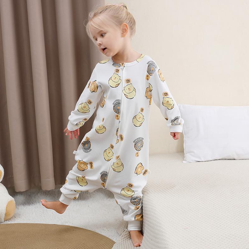 Mengqili Four Seasons Anti-kick Toddler Quilt, Pure Cotton Split-leg Sleep Bag, Kids Cartoon Pajamas Height 80-90 cm