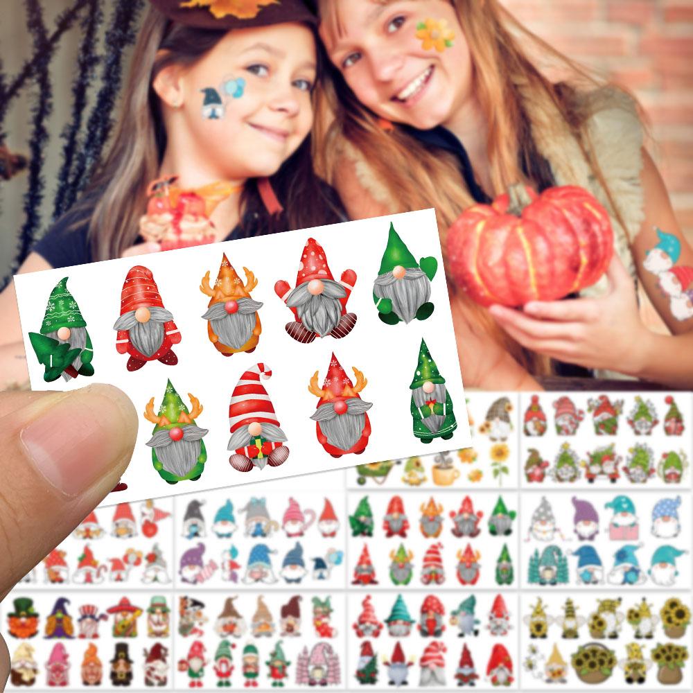 10sheets Cartoon Garden Elf Tattoo Stickers For Hand Face Body Temporary Decorative Tattoo Stickers Kids Festival Party Supplies