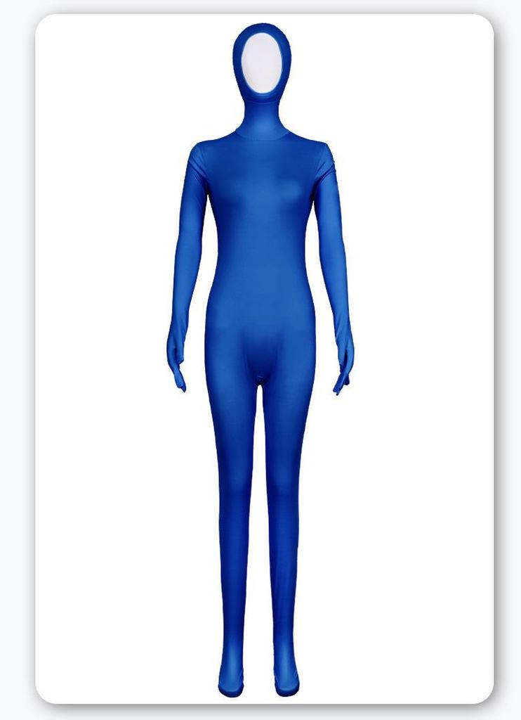 Zentai-Anzug mit fluoreszierendem Schnurrbart & Augenbrauen - einfarbiger Performance-Body