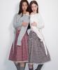 Opening Sunshine Check Smoke Lace Pleated Skirt Brown