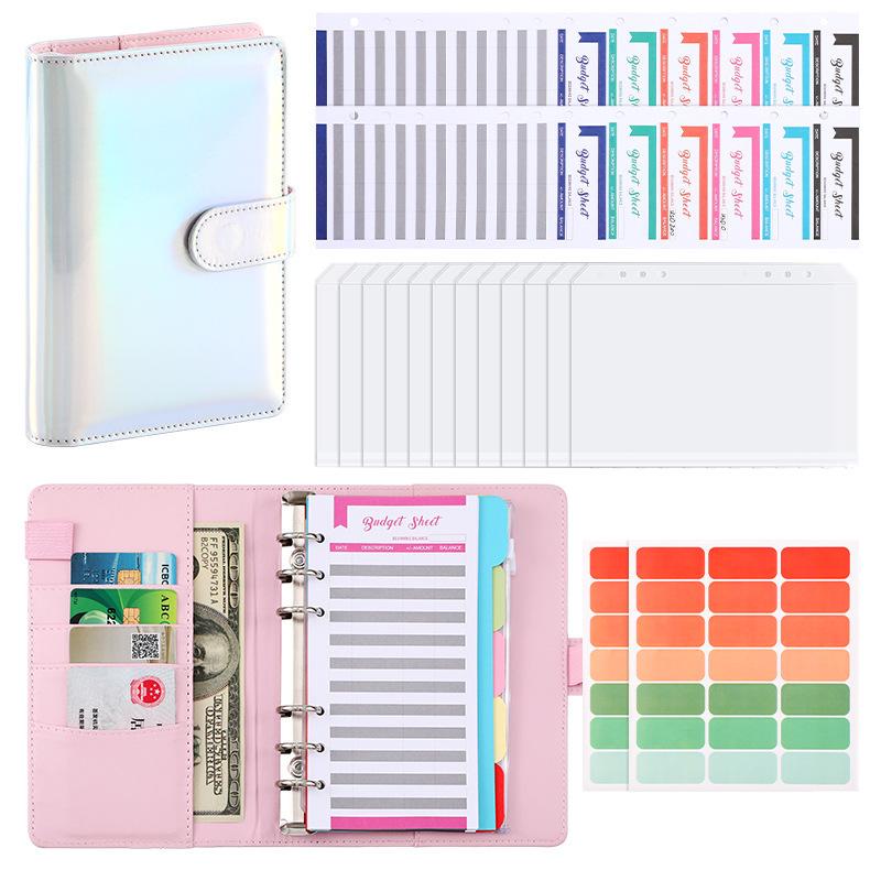 Colorful A6 PU Leather Macaron Budget & Account Book - Multi-functional Cash Diary & Storage Planner