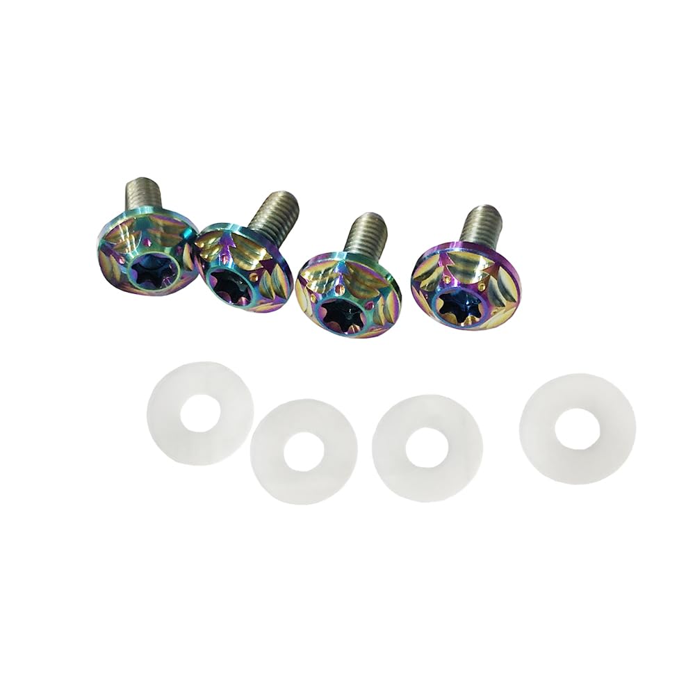 License Plate Bolts M6*15mm Set of 4 Titanium Car License Plate Frame Screws Bolts Anti-theft Screws with L Wrench (Colorful)