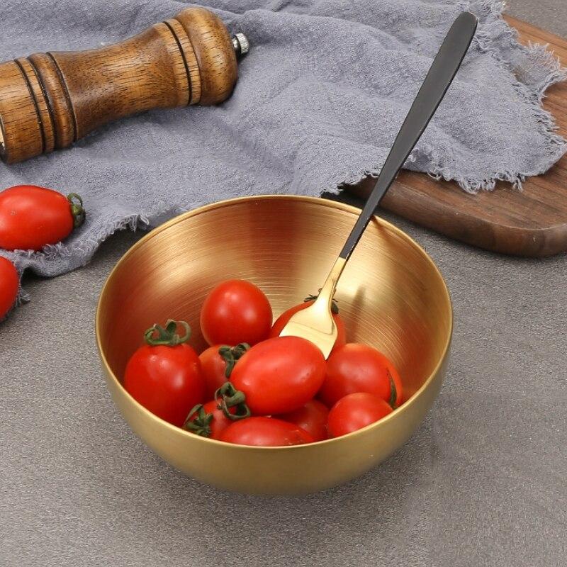 

[Hot Sales] Stainless Steel Gold and Silver Salad Bowl Rice Noodles Lamian Noodles Bowl Kitchen Tableware Food Container 15cm золотой