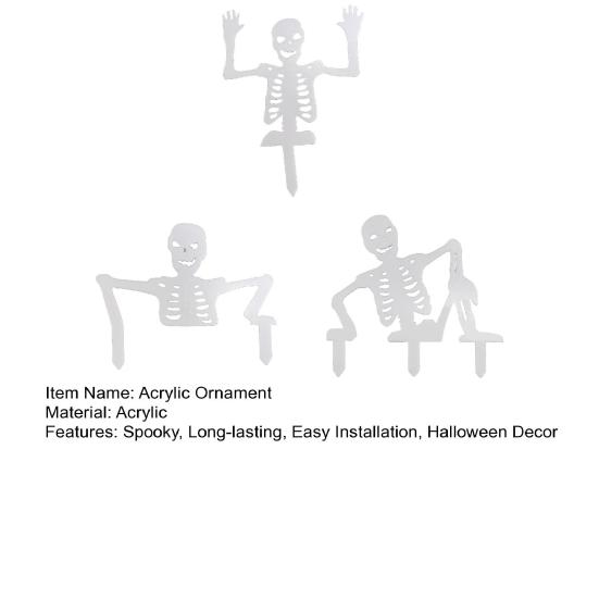 1 Set Skelett Gartenstecker Halloween Weiße Skelett Dekorationen Gruseliger Pflanzgefäßeinsatz Skelettstecker für Blumentopf Innen Gehweg Rasen