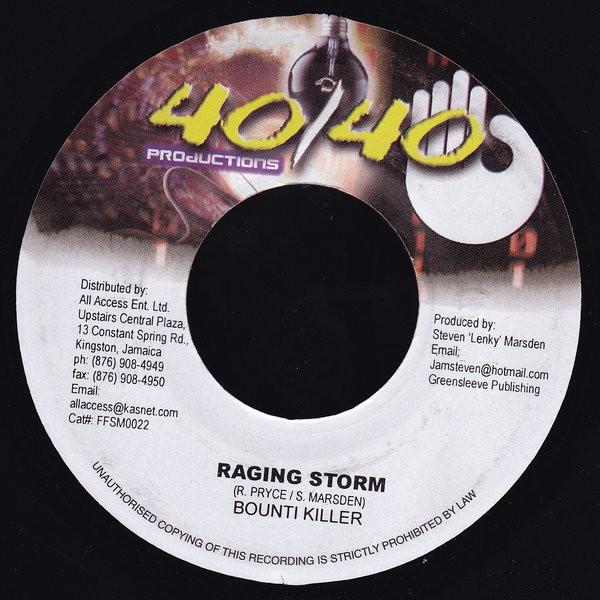 7inch Record BOUNTY KILLER - Raging Storm FFSM0022 40/40 Productio 2002 Jamaica Reggae, Ska & Dub Used