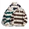 Spring Autumn New Fashion Loose Striped Pique Polo Shirt for Men Women, Trendy Hong Kong Style Streetwear