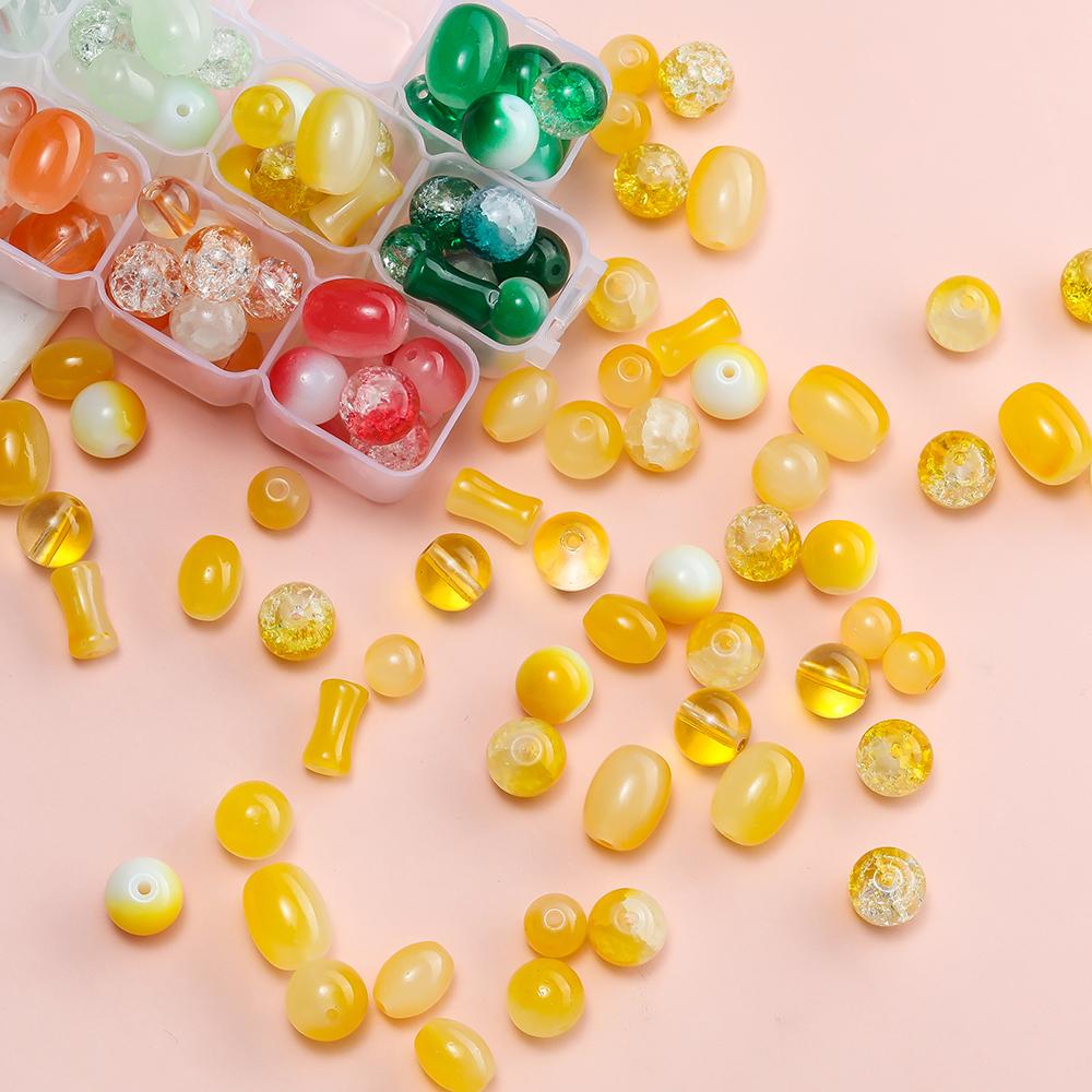 20/50Gram 7-10mm Mixed Style Glass Beads Round Oval Spacer Loose Bead for DIY Bracelet Necklace Earrings Jewelry Making