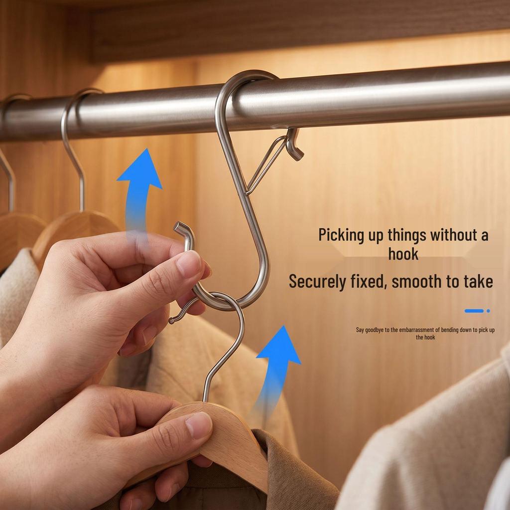 Windproof S-shaped Hook for Kitchen and Dorm: No-Punch Hanging Hook for Clothes and Cured Meat