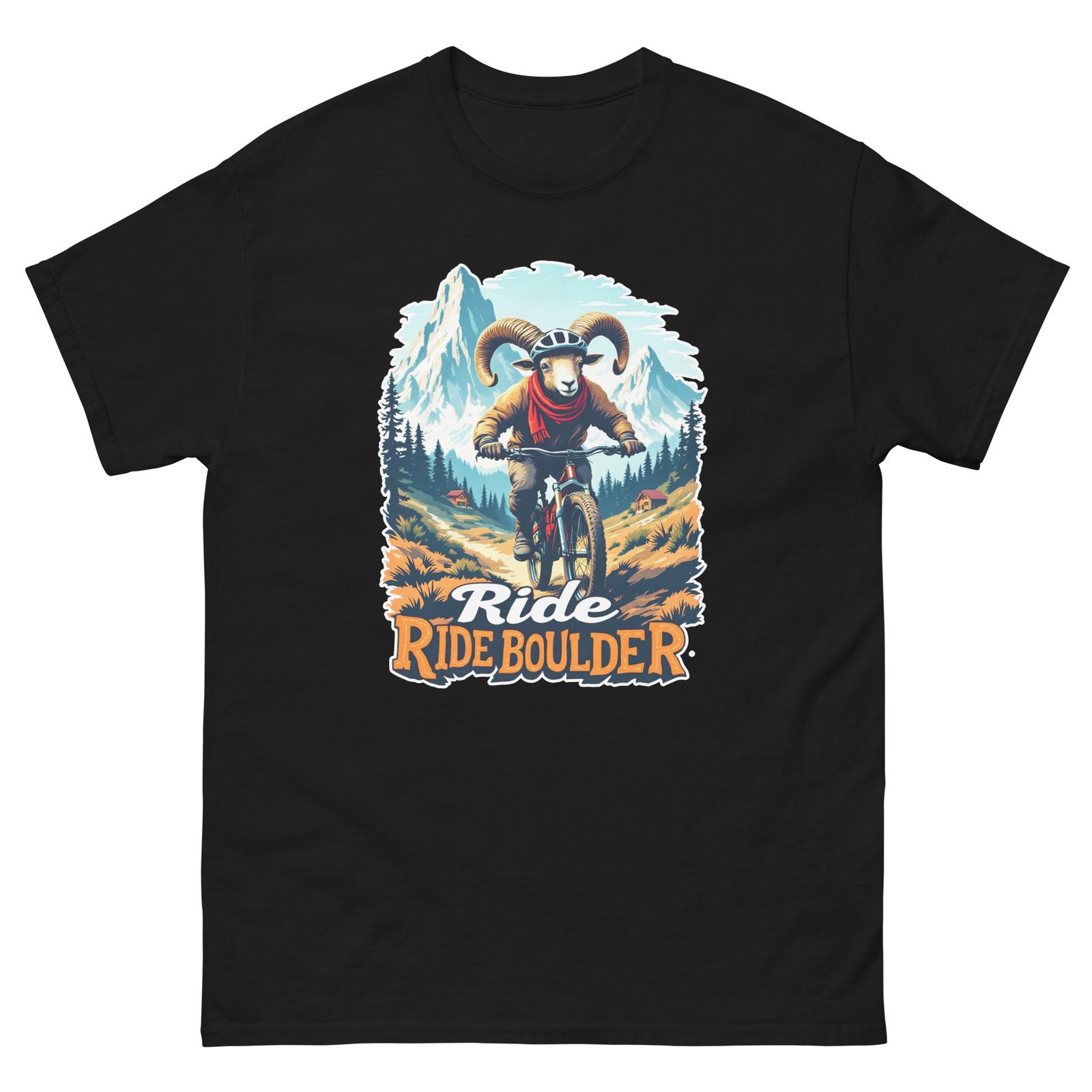 Ride Boulder Big Horn Sheep Fun USA Bike Cycling Animal T-Shirt XXXL