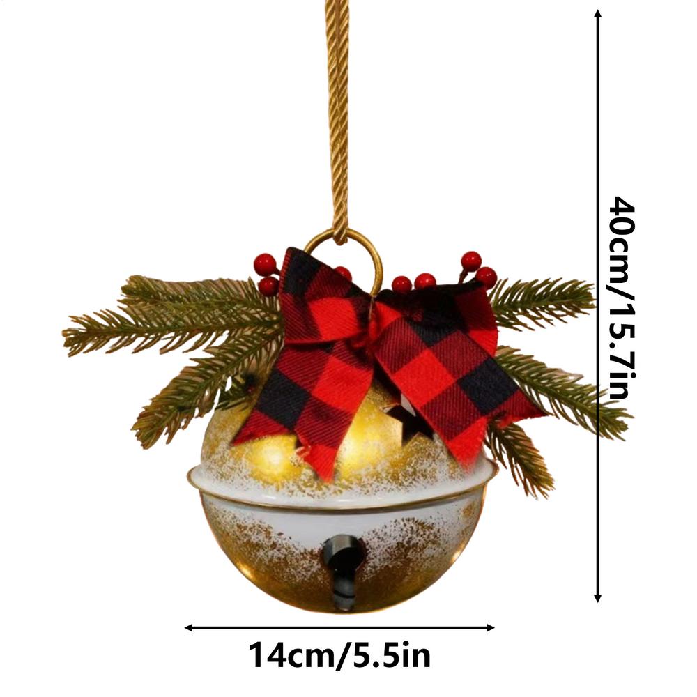 Christmas Gold Bell Ornament Metal Christmas Tree Large Jingle Bell Classic Hangable Pendant For Window Staircase Wall