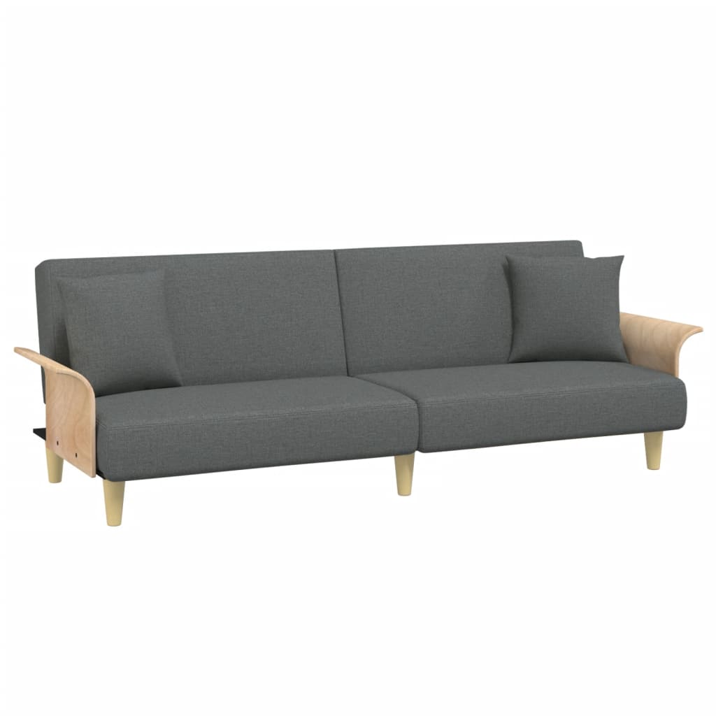 Sleeper Sofa with Armrests Dark Grey Fabric