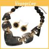 Unisex Geometric Resin Necklace And Earring Set With Electroplated Finish For Gift