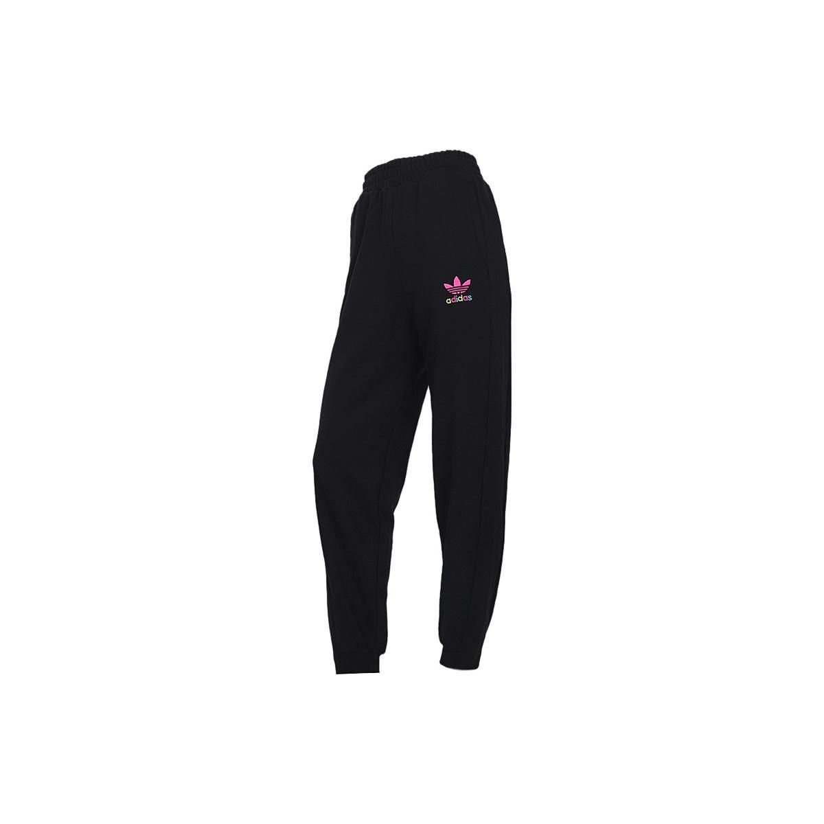 Adidas Originals Trefoil Logo Print Fitted Knit Joggers Women Joggers Black GV2920 38