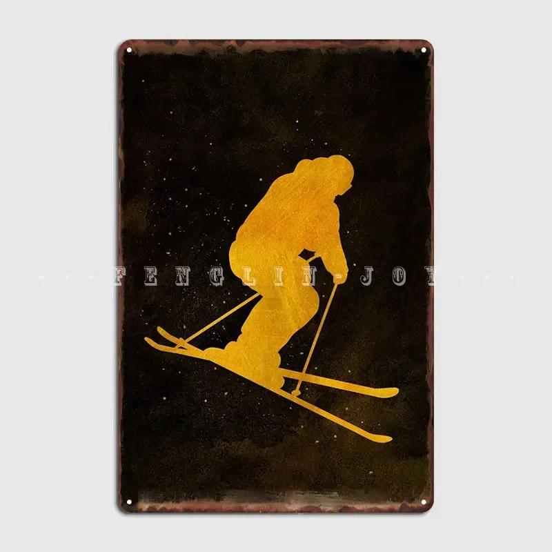 Skier Metal Sign Plaques Club Bar Club Create Tin Sign Poster