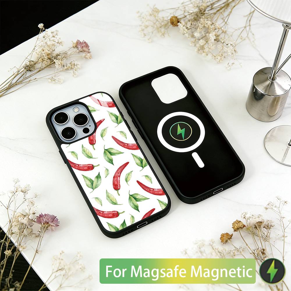 

Chili Red Phone Case For iPhone17,16,15,14,13,12,11 Plus,Pro Magnetic with Magsafe Wireless Charging iPhone17
