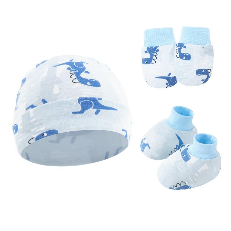 Newborn Baby Hat, Baby Hood, Male and Female Children, Spring and Autumn Baby, Pure Cotton Hat, Gloves, Foot Covers