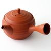 Tokoname Ware Tamamitsu Kiln Teapot, Red Clay, Ceramic Mesh Tea Strainer, Approx. 260ml, Striped Pattern, for Green Tea, Japanese Tea, Made In Japan,