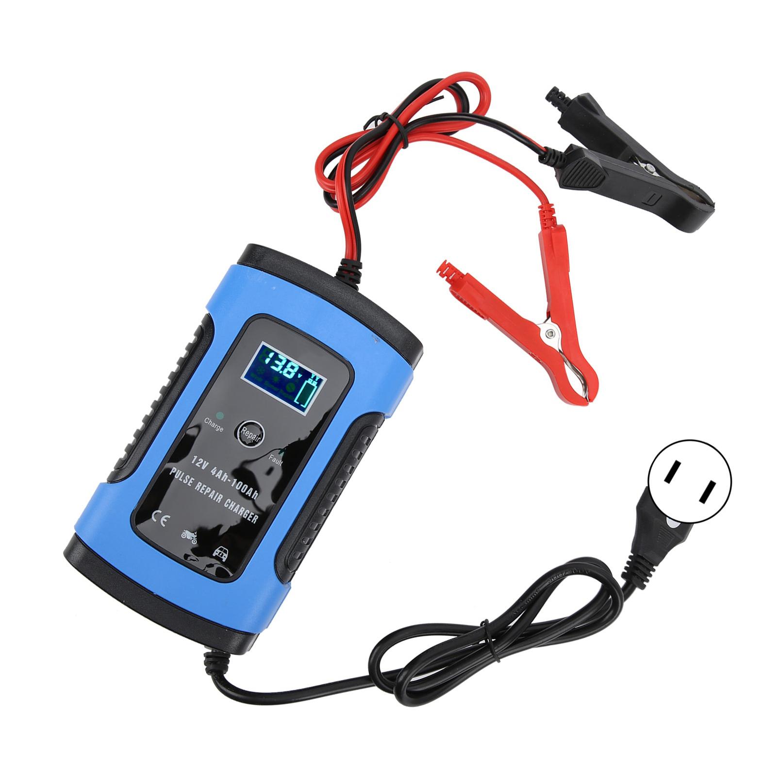 

Motorcycle Battery Charger 12V 6A Digital Display Intelligent Repair Tool 100‑240VUS Plug