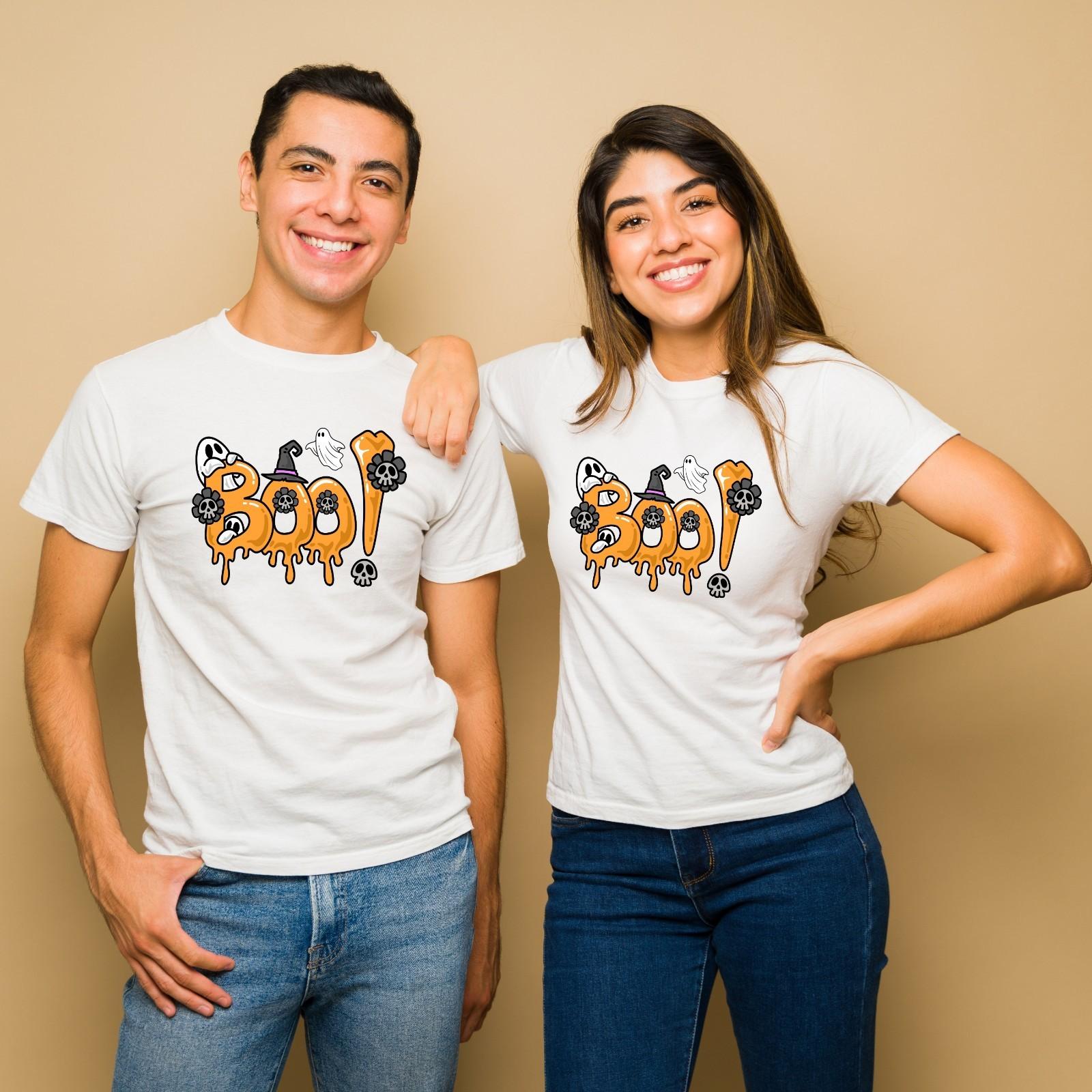 BOO! Halloween T-Shirt Mens Womens Tees Top | Funny Ghost Pumpkin Tee | Spooky Horror Shirt | Trick o M