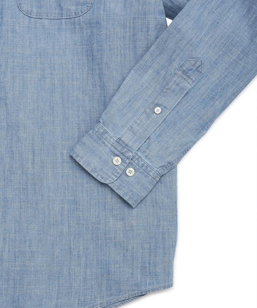 BROOKS BROTHERS Cotton Chambray Sport Shirt (Light Indigo) (Bbthmm2533Nfs)