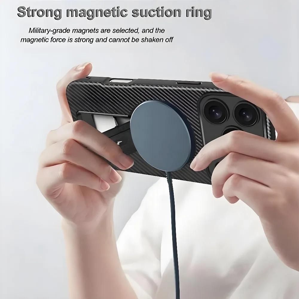 Fashion Matte Nvisible Support Case For iPhone 17 16 15 14 Plus 12 13 Pro Max Compatible Magnetic Anti Fall Stand Hard Cover