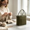 Crochet Supplies Bag with Pockets Canvas Knitting Bag, Multiple And Yarn Holes, Durable Organizer Large Capacity Organizer, for Needlework Accessories