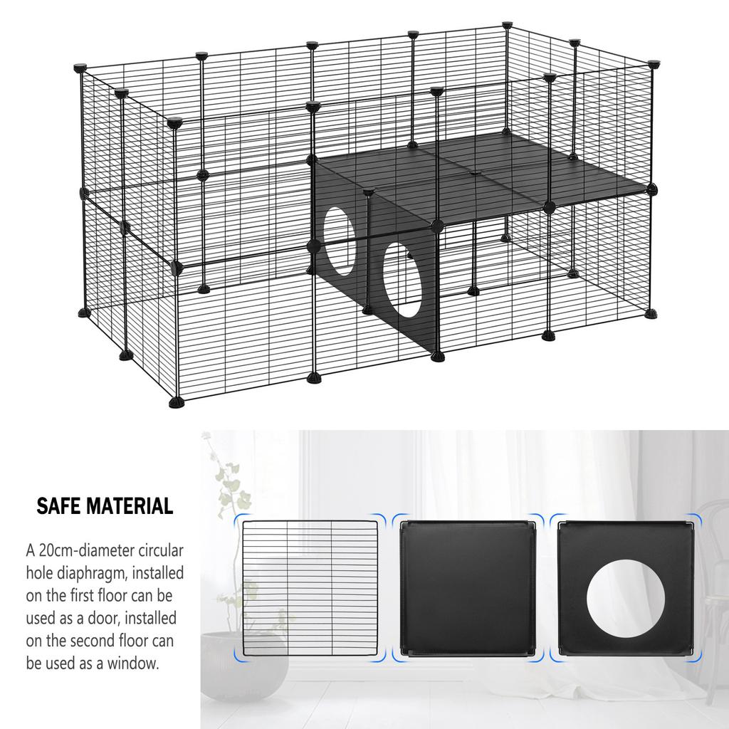 Small Animal Playpen 57.09x29.53x29.53in Portable Metal Fence for Guinea Pigs/Bunny/Hedgehogs/Chickens