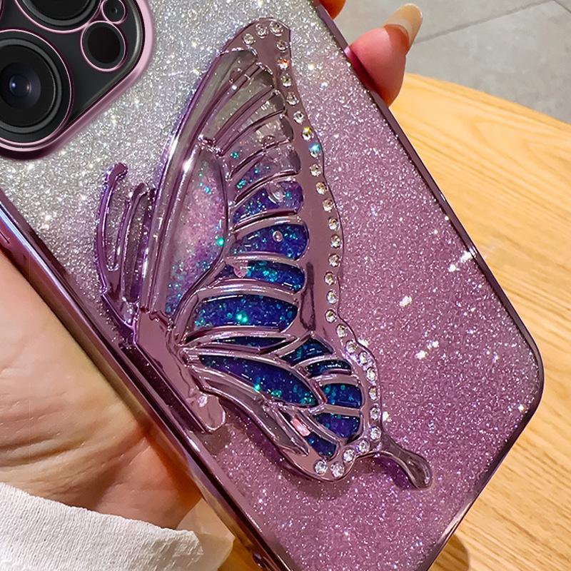 Etui na telefon komórkowy iPhone15 Ruchomy piasek Motyl 14 Apple 16 Promax Gradientowe Brokatowe Silikonowe Etui 13