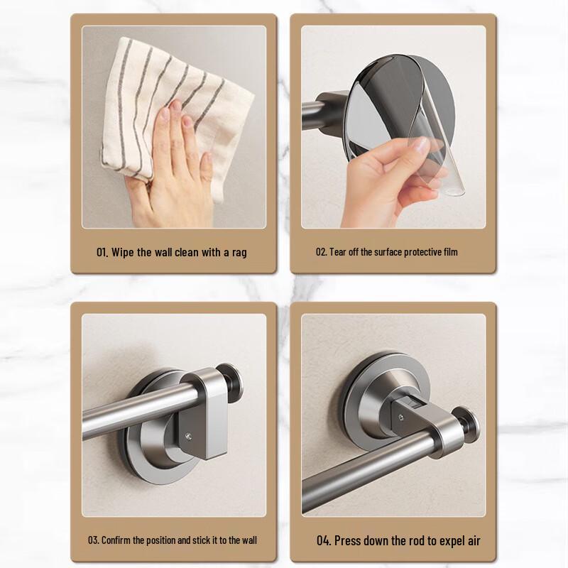 Lijia No-Drill Space Aluminum Suction Towel Bar