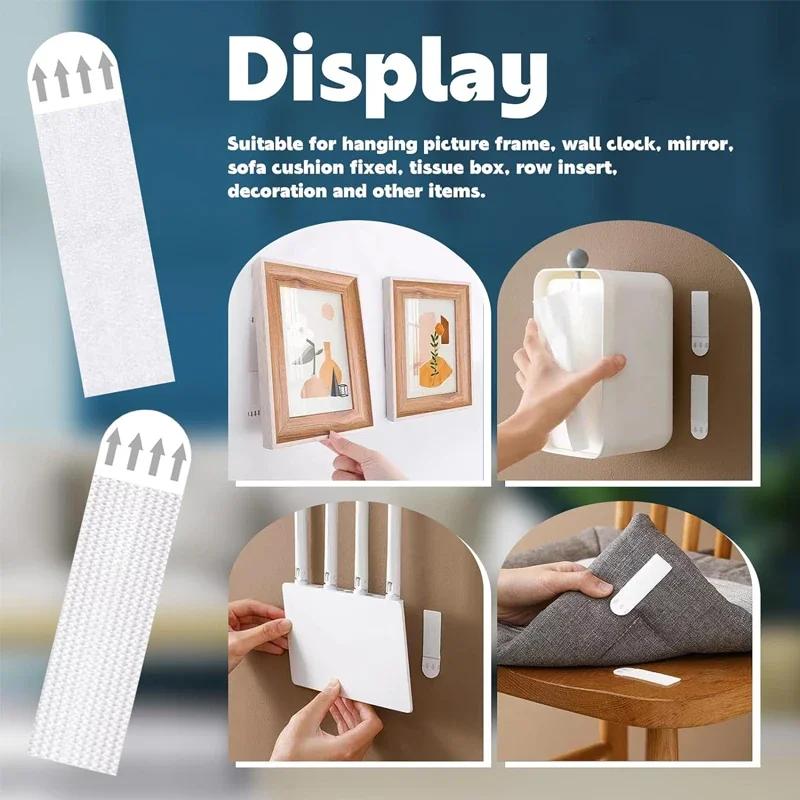 Punch-free Picture Hanging Strips Adhesive Tape Mounting Photo Frame Fixed Wall Hook&Loop Removable Home Decor Art DIY Stickers