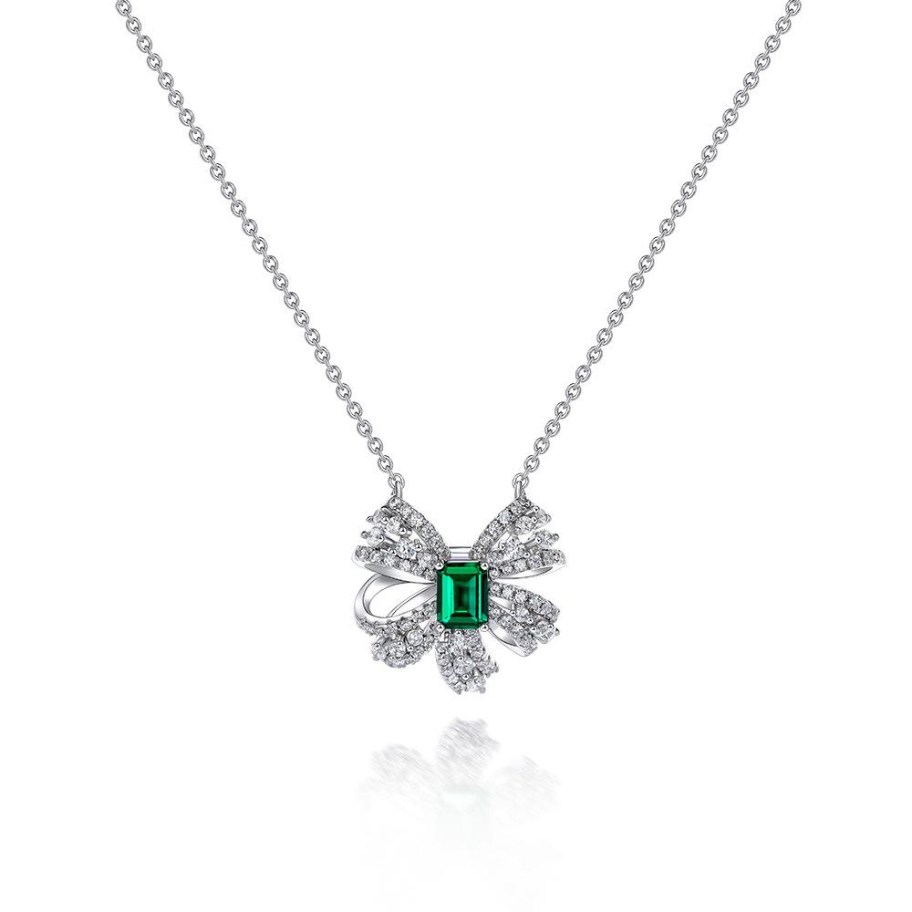 Gica Gema Emerald Necklaces With High Carbon Diamond 925 Sterling Silver 5*7mm Pendant Unique Design Romantic Fine Jewelry Wedding Party Gifts