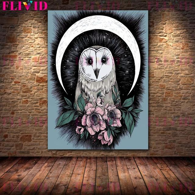 Star In the Eyes of Witches "Vintage Wall Art Oil Painting Moon Wizardry Worship and Crystal Art Poster