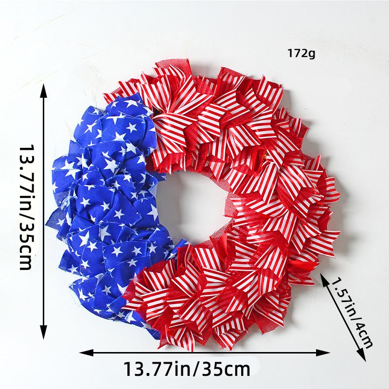 Independence Day Wreath Door Hanging, Home Fabric Decorations, Holiday Window Props