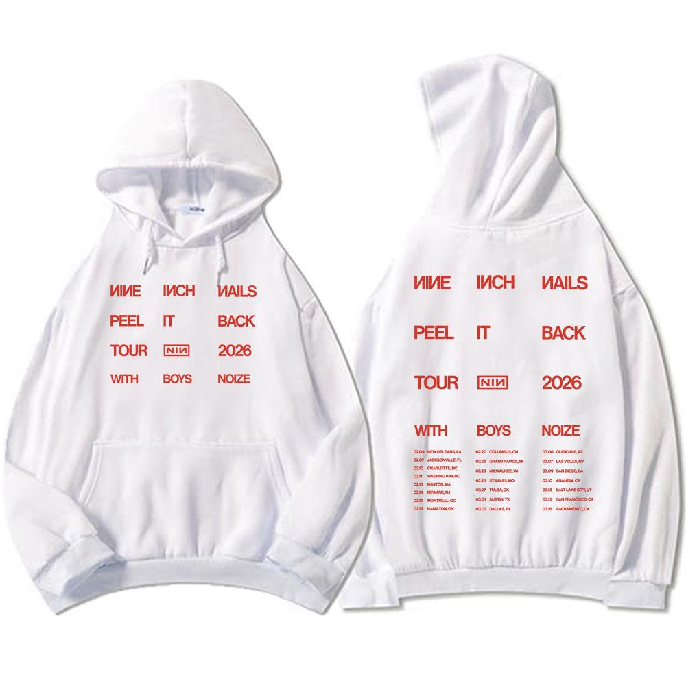 Nine Inch Nails Peel It Back 2026 Tour Hoodies NIN Rock Band Graphic Print Sweatshirts Long Sleeve Winter Hooded Pullovers