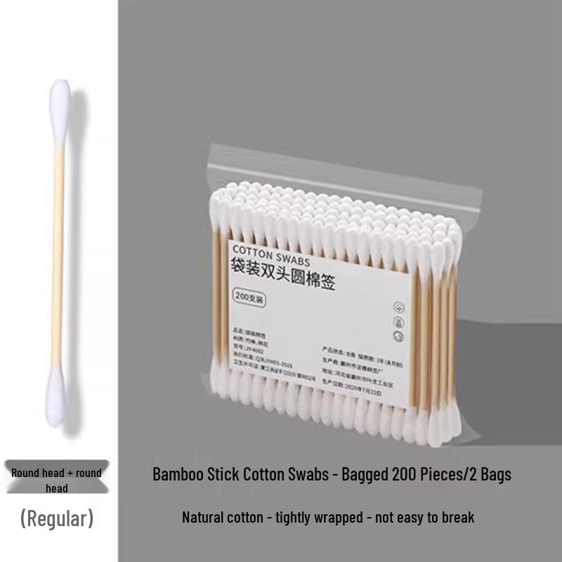 Двусторонние ватные палочки для макияжа и чистки ушей - Одноразовые, Деревянные, Заостренные и Круглые кончики, Гигиенические косметические палочки