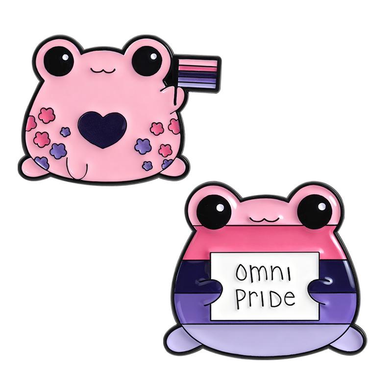 Omnisexuelle Pride Frösche Emaille Pins UV-Druck Broschen Revers Anstecker Cartoon Frosch LGBT Schmuck Geschenk für Liebende Freunde