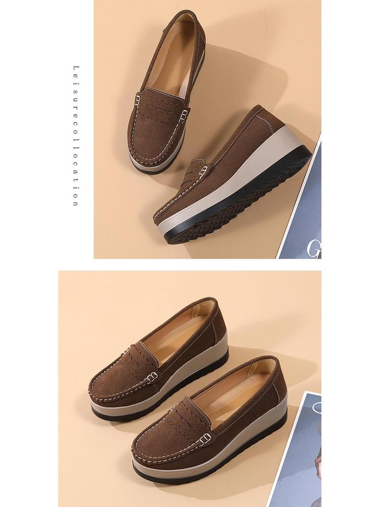 Frühling/Herbst Damen Slipper Plateauschuhe: Größen 35-43, Übergröße, Lässige Mama-Schuhe mit dicker Sohle