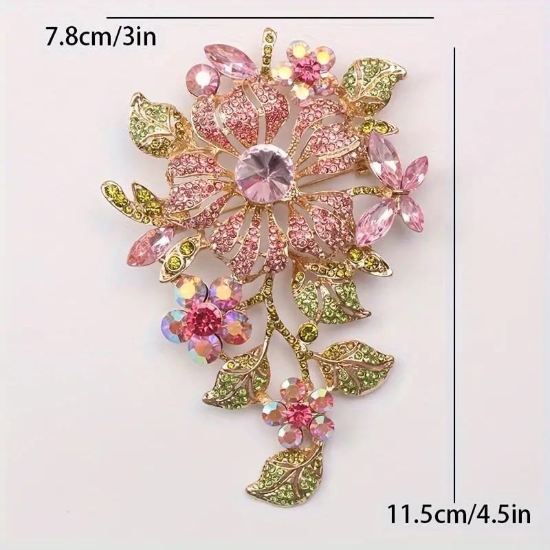 Shining Colorful Crystal Rose Flower Brooch Girls Party Clothing Pin Ladies Wedding Accessory