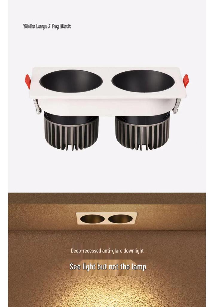 Double-Headed COB Narrow Bezel Wall Washer & Downlight, Anti-Glare Square Grid Spotlight for Hotels & Living Rooms