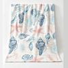 Coastal Starfish Seashell Coral Flannel Throw Blanket, Blue Ocean Nautical Print Soft Warm Lightweight Blanket for Sofa Bed Beach Home Decor Gift