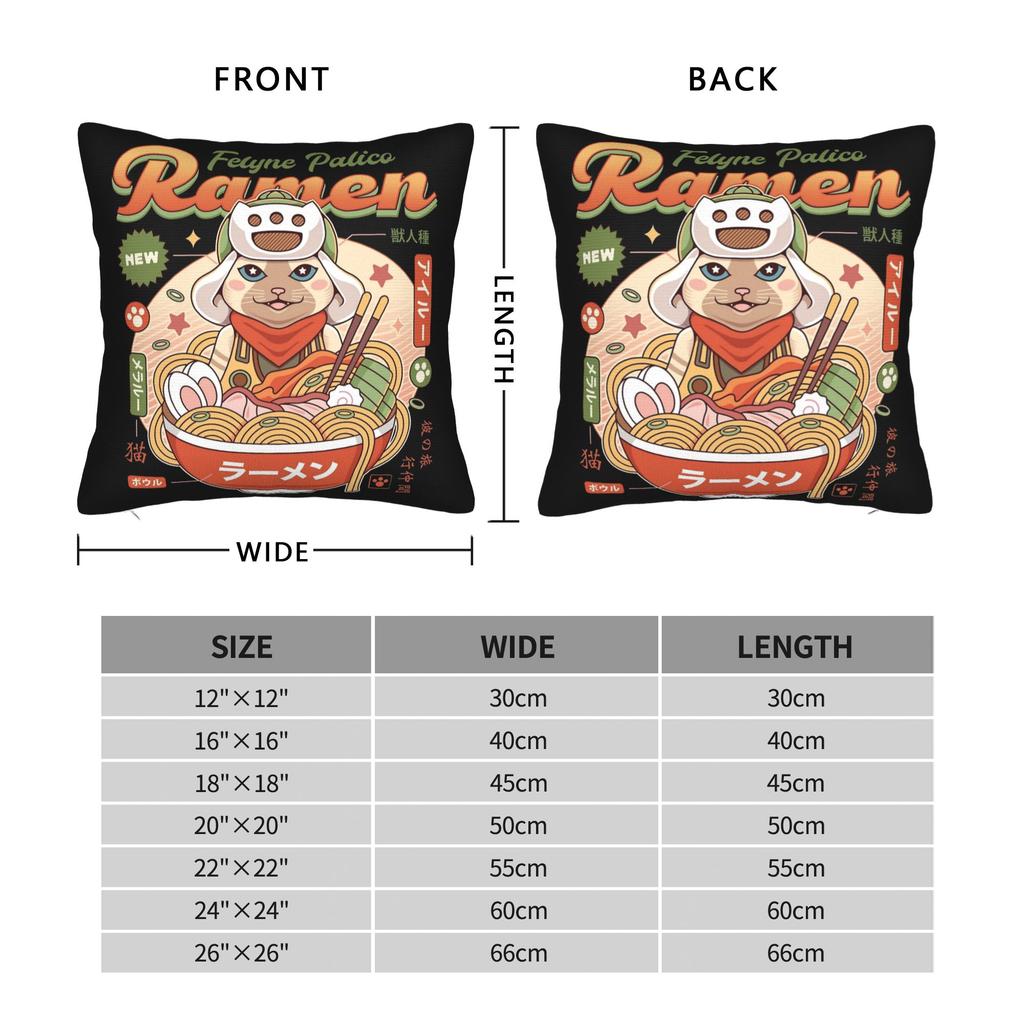 Felyne Palico Ramen Monster Hunter Pillowcase Double-Sided Printing Cushion Cover Decoration Pillow Case Cover Home