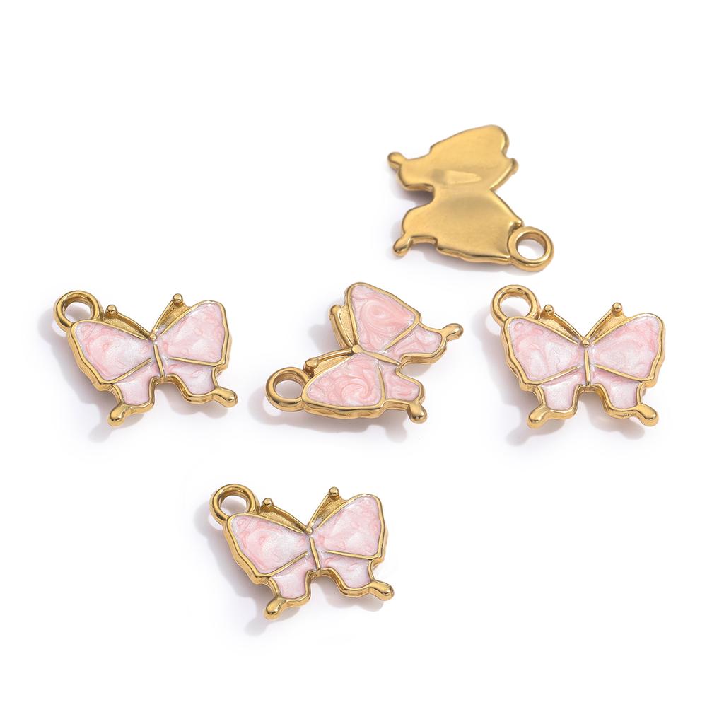 5Piece/Pack  13.5*14mm 304 Stainless Steel Butterfly Shape Charms Pendants for DIY Bracelet Necklace Jewelry Making Accessories