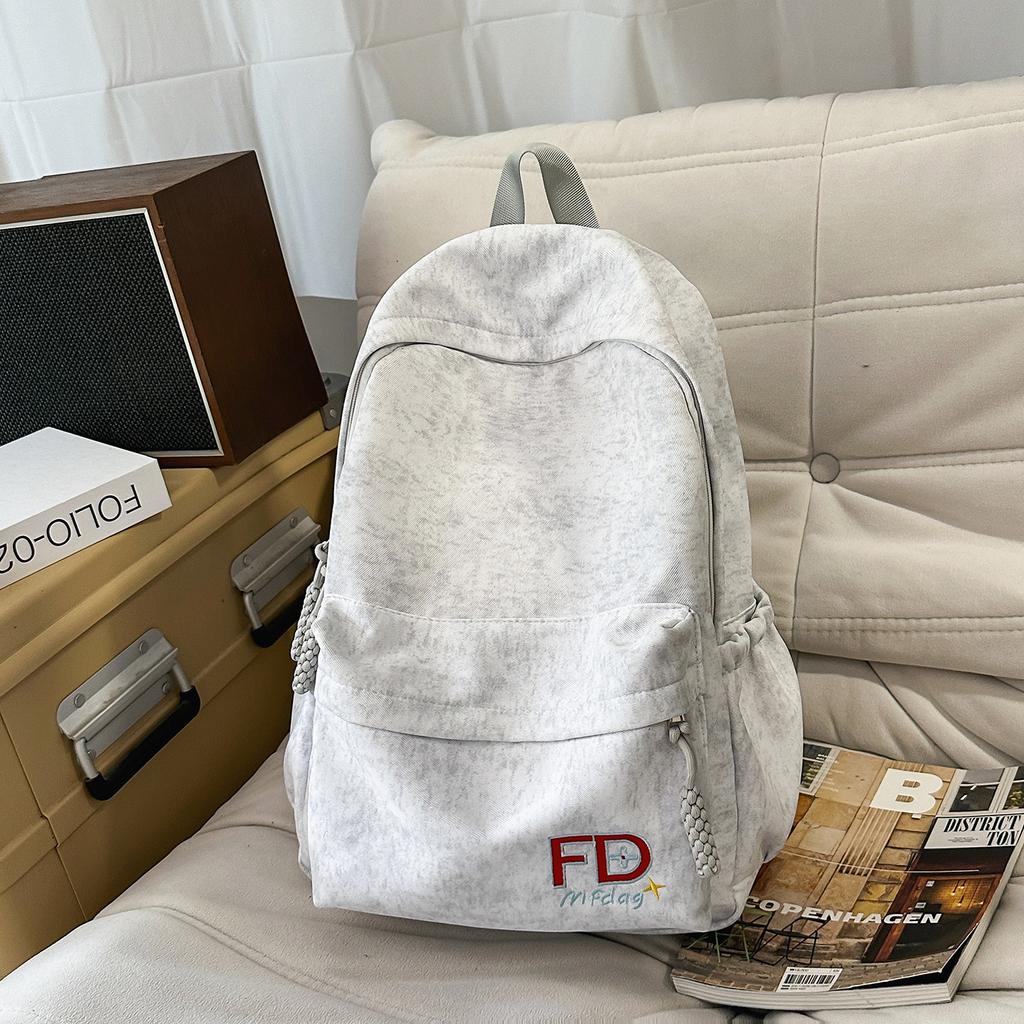 Schoolbag New Ins Wind Letter Embroidered Backpack Women's Large Capacity Lightweight Student School Bag Campus Leisure Travel Backpack