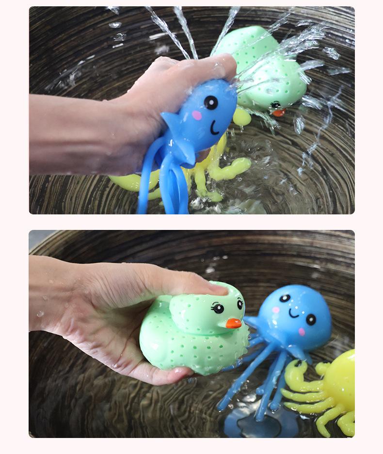 Novelty Press Plaything For Stress Relief, Crab, Duck, Whale And Octopus Designs Lifelike Bath Toys Spray Water For Party &Swimming