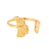 18k Gold-Plated Ginkgo Leaf Stainless Steel Open Ring