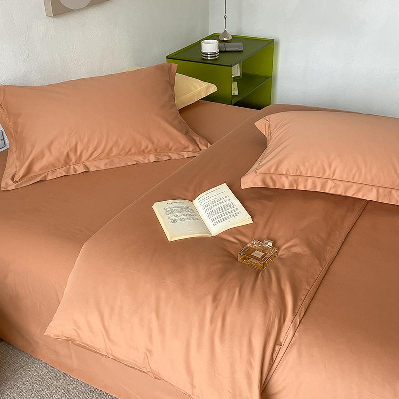 Solid Simple 100% Long-staple Cotton Bedding Set New Soft Skin-friendly Queen Duvet Cover Set with Sheet Quilt Cover Pillowcases