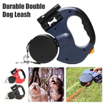 Navíjecí vodítko pro 2 psy Bez zamotání psí vycházkový pás se svítilnou