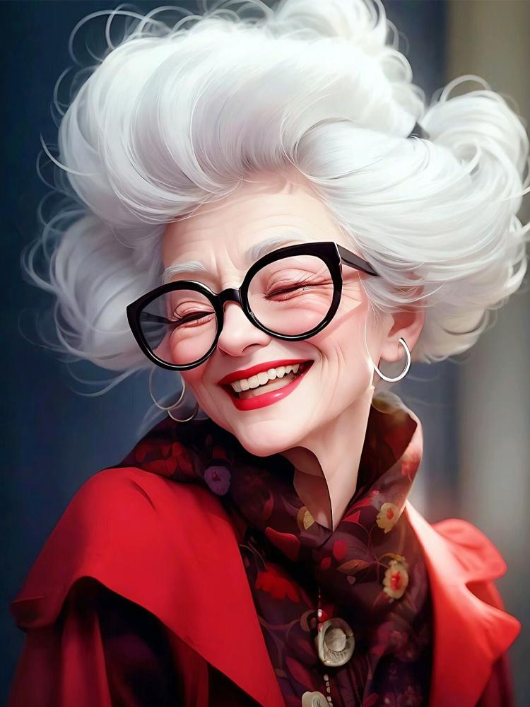 

Мультфильм Алмазная картина Вышивка крестом Красочная картина Счастливая бабушка 5D DIY Алмазная вышивка Украшение для дома Full Round 20x30CM